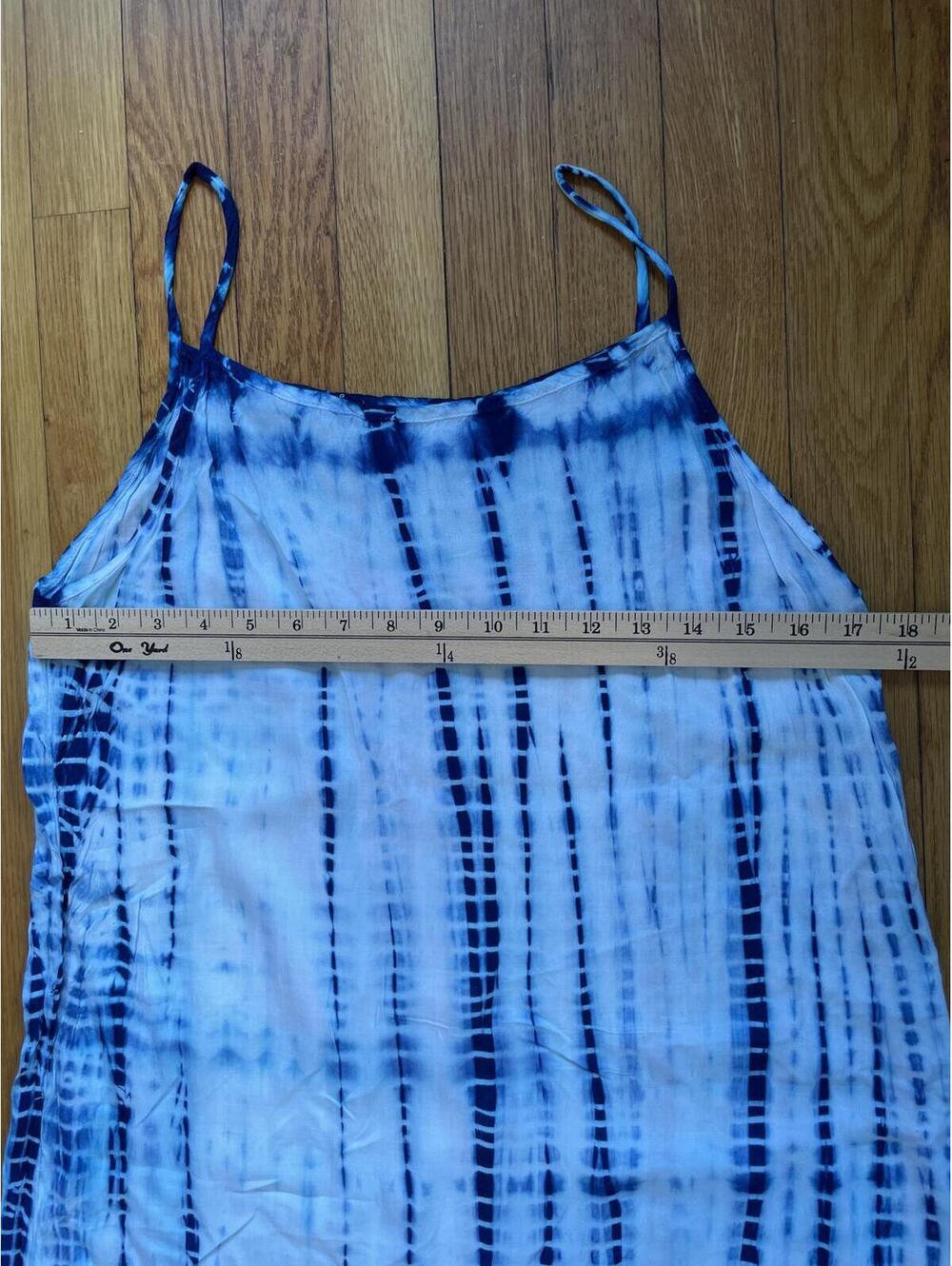 Blue Tie Dye Cover Up Slip Dress Medium Midi Rayon Beach Pool Vacation Summer - Picture 5 of 8